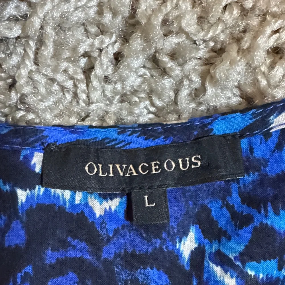 Olivaceous Blue & Black Cotton Floral Boho Blouse size Large - Picture 9 of 16